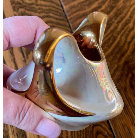 Creamer & Sugar Bowl by Pearl China Company Iridescent 22K Gold Trim Circa 1960 - Picture 6 of 9